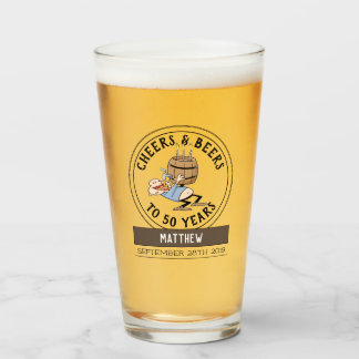 Cheers and Bers 50. Geburtstag Cartoon Glas