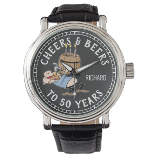 Cheers and Bers 50. Geburtstag schwarz und weiß Armbanduhr