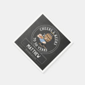 Cheers and Bers 50. Geburtstag schwarz und weiß Serviette (Ecke)