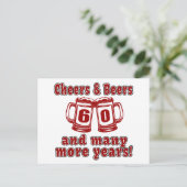 Cheers and Bers 60 Geburtstagsgeschmacksmuster Postkarte (Stehend Vorderseite)