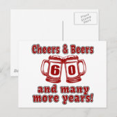 Cheers and Bers 60 Geburtstagsgeschmacksmuster Postkarte (Vorne/Hinten)