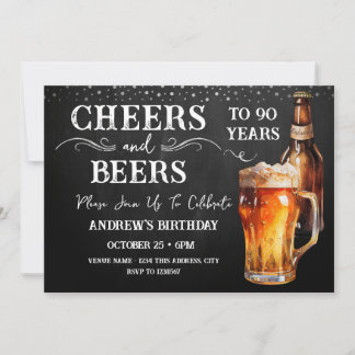 Cheers and Bers 90. Geburtstag Rustikale Einladung