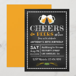 Cheers and Bers Chalkboard Milestone Geburtstag Einladung