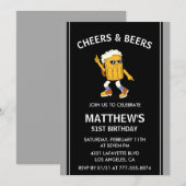 Cheers and Bers Funny Black 51. Geburtstag Einladung (Vorne/Hinten)
