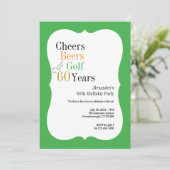 Cheers and Bers Golf 60. Geburtstag Grün Einladung (Stehend Vorderseite)