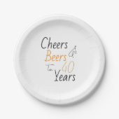 Cheers and Bers Minimal 40. Geburtstag Party Pappteller (Vorderseite)