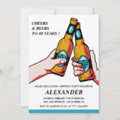 Cheers and Bers Rustic Men Blue 88. Geburtstag Einladung (Vorderseite)