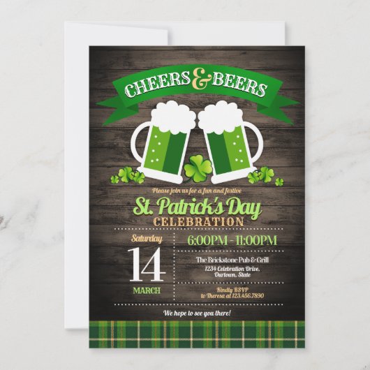 Cheers and Bers St. Patrick's Day Party Einladung (Vorderseite)
