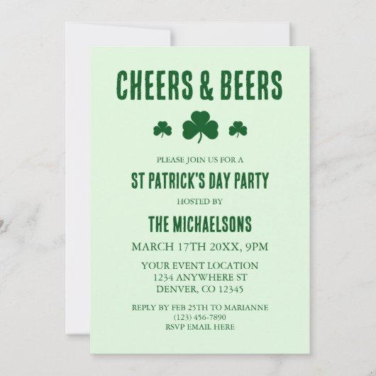 Cheers and Bers St Patrick's Day Party Einladung (Vorderseite)