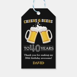 Cheers and Bers to 40 Years Gift Tags Geschenkanhänger