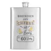 Cheers and Bers to 60 Years Birthday Flask Flachmann (Vorderseite)
