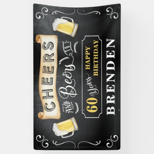 Cheers and Bers to 60 Years Birthday Party Banner (Vertikal)