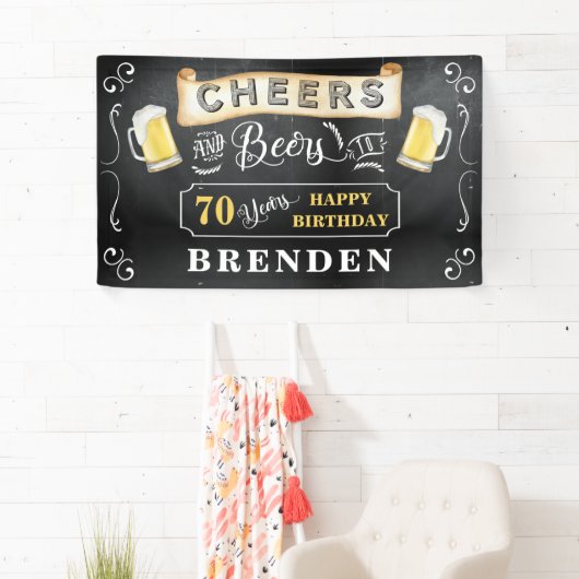 Cheers and Bers to 70 Years Birthday Party Banner (Insitu)