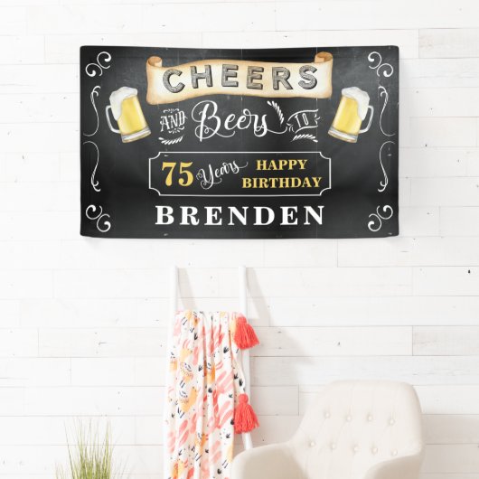 Cheers and Bers to 75 Years Birthday Party Banner (Insitu)