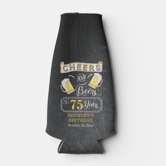 Cheers and Bers to 75 Years Birthday Party Flasche Flaschenkühler (Vorderseite)
