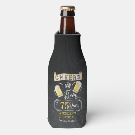 Cheers and Bers to 75 Years Birthday Party Flasche Flaschenkühler (Flaschenvorderseite)