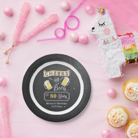 Cheers and Bers to 80 Years Birthday Paper Plate Pappteller (Party)