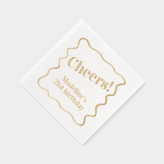 "Cheers" anpassbares Message Wavy Ränder Party Servietten Mit Folie (Rechts)