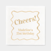 "Cheers" anpassbares Message Wavy Ränder Party Servietten Mit Folie (Vorderseite)