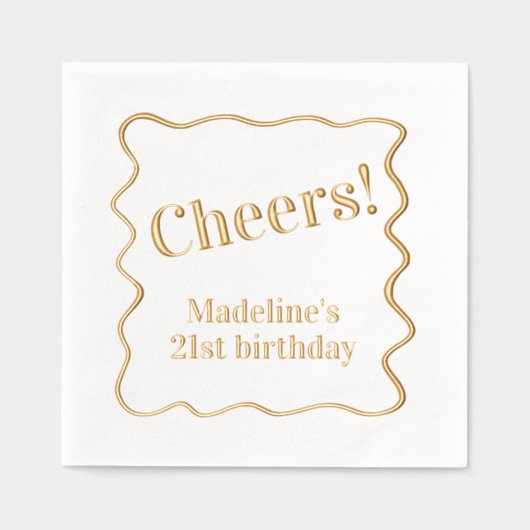 "Cheers" anpassbares Message Wavy Ränder Party Servietten Mit Folie (Vorderseite)