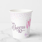 Cheers Aquarellpinken Champagner Jubiläum Pappbecher (Vorderseite)