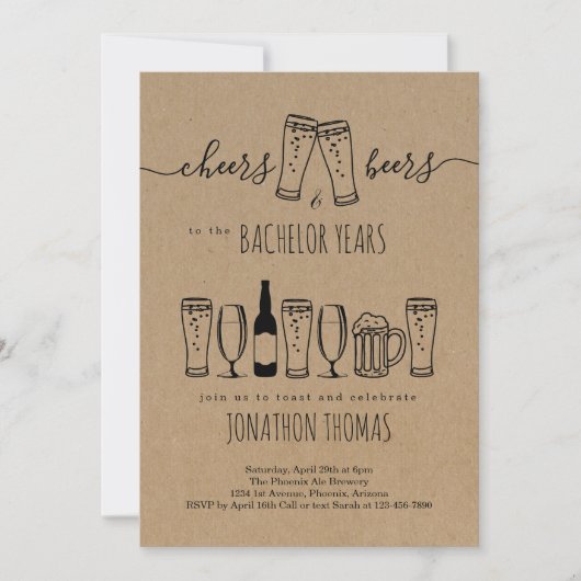 Cheers & Bachelor Party Einladung (Vorderseite)