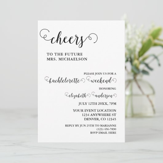 Cheers Bachelorette Einladung (Stehend Vorderseite)