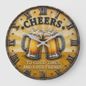 Cheers Beer Man Cave Bar Gift Große Wanduhr (Vorderseite)