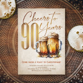 Cheers Beer Mens Funny 90. Geburtstag Einladung
