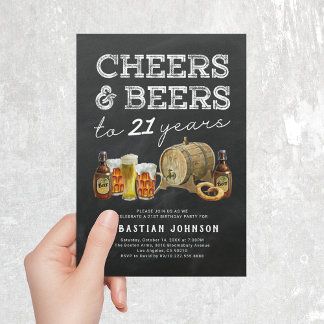 Cheers & Beers 21. Geburtstagsfeier Party Einladun Einladung