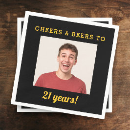 Cheers & Beers 21 Jahre altes Geburtstags-Foto Serviette