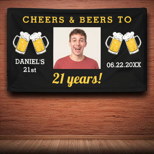 Cheers & Beers 21. Jahre Geburtstags-Foto Keepake Banner