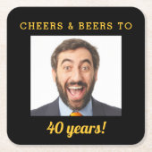 Cheers & Beers 40. Geburtstag Foto Meilenstein Rechteckiger Pappuntersetzer (Vorderseite)