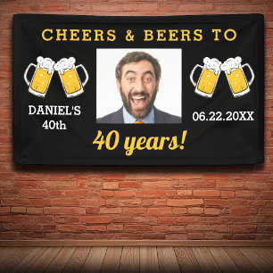 Cheers & Beers 40 Jahre Geburtstag Foto Keepake Banner