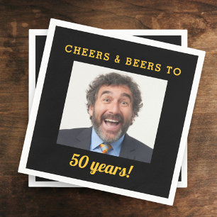 Cheers & Beers 50 Jahre altes Geburtstags-Foto Serviette