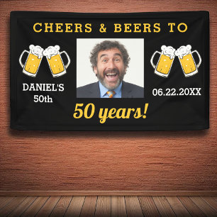 Cheers & Beers 50 Jahre Geburtstag Foto Keepake Banner