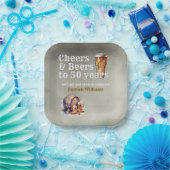 Cheers Beers 50 Years Black Smokey Men's Birthday Pappteller (Party)