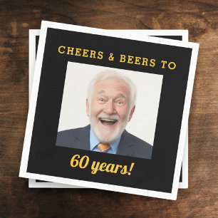Cheers & Beers 60 Jahre altes Geburtstags-Foto Serviette