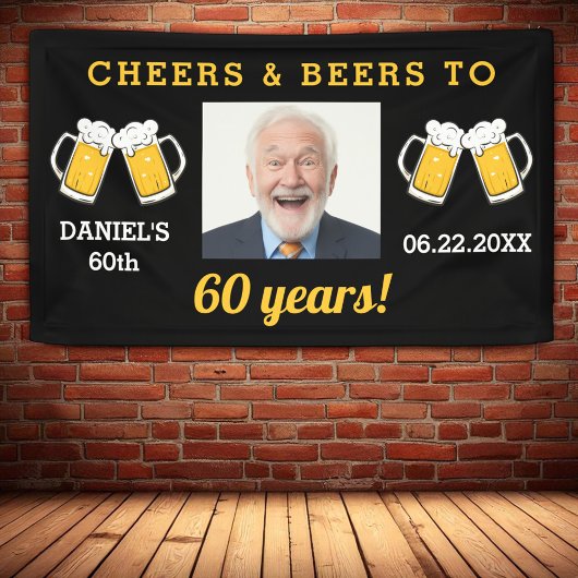 Cheers & Beers 60 Jahre Geburtstag Foto Keepake Banner
