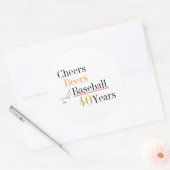 Cheers Beers and Baseball 40th Birthday Party Runder Aufkleber (Umschlag)