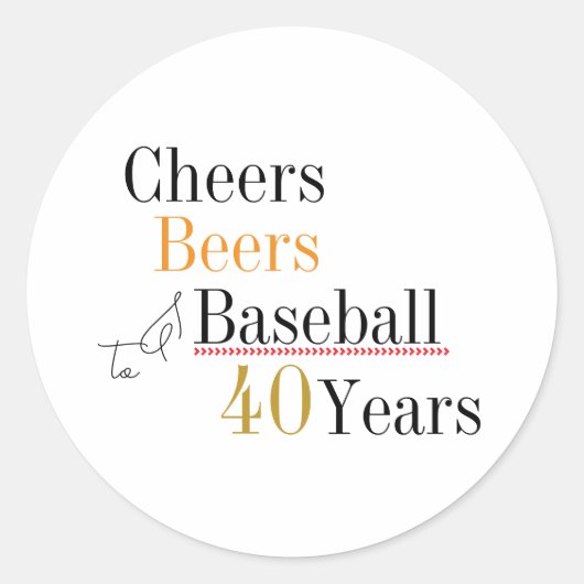 Cheers Beers and Baseball 40th Birthday Party Runder Aufkleber (Vorderseite)