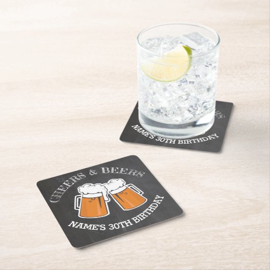 Cheers Beers Birthday Coaster Mats Chalk Beer Rechteckiger Pappuntersetzer (Vor Ort)
