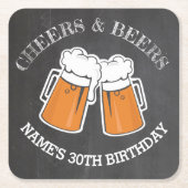 Cheers Beers Birthday Coaster Mats Chalk Beer Rechteckiger Pappuntersetzer (Vorderseite)