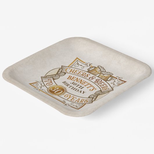 Cheers Beers Birthday Pappteller (Gewinkelt)