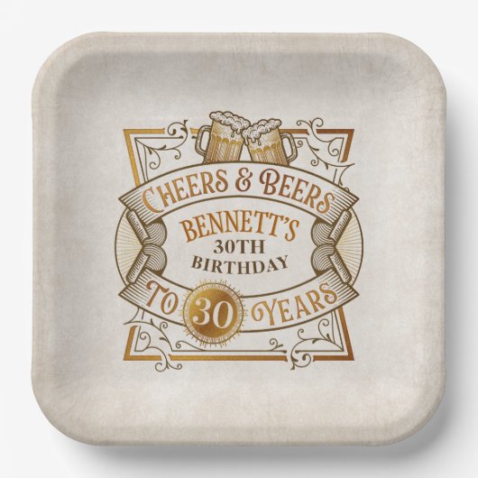 Cheers Beers Birthday Pappteller (Vorderseite)
