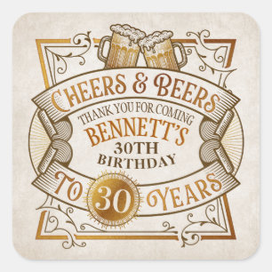 Cheers Beers Birthday Quadratischer Aufkleber