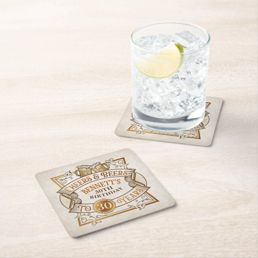 Cheers Beers Birthday Rechteckiger Pappuntersetzer (Vor Ort)