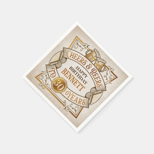 Cheers Beers Birthday Serviette (Ecke)