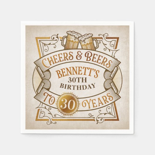 Cheers Beers Birthday Serviette (Vorderseite)