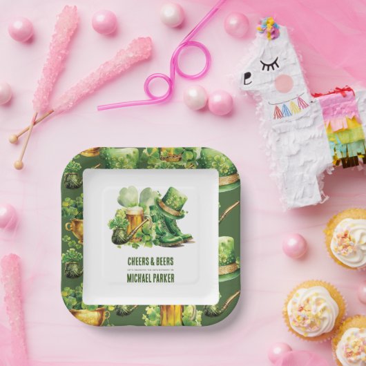 Cheers Beers Birthday St Patrick's Day Custom Pappteller (Party)